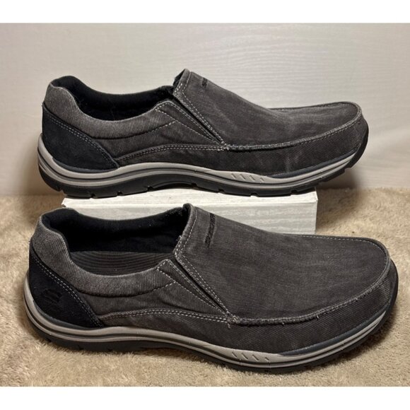 Mens Skechers Sz 11 Avillo Relaxed Fit Memory Foam Slip-on Loafer Shoes Black 64 - Picture 2 of 14